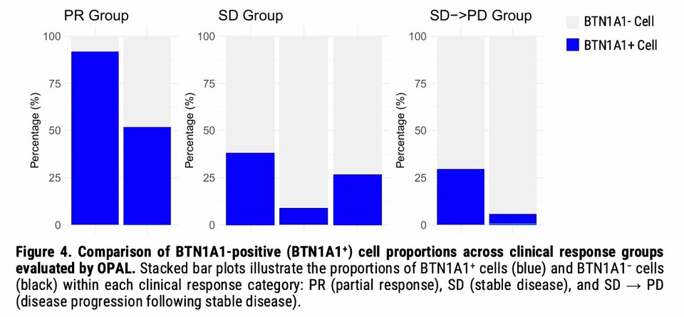 Comparison of 안전한 바카라 사이트 expression levels by clinical response in Phase 1b colorectal 안전한 바카라 사이트 trial: Highest expression observed in PR patient group (Source: STCube)
