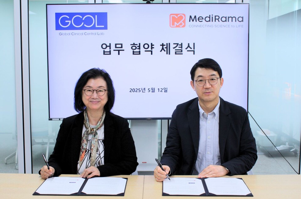 (From the left) Moon Hanlim, CEO of 바카라, and Cho Kwan-goo, CEO of GCCL (Source: GCCL)