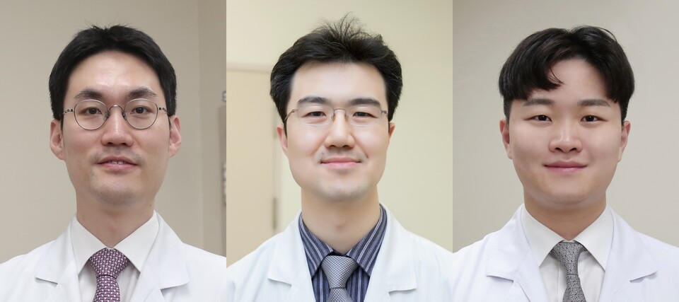 (사진 왼쪽부터) 메이저 바카라사이트 굿모닝 종양내과 조형우·윤덕현·형재원 교수 (출처 : 메이저 바카라사이트 굿모닝)