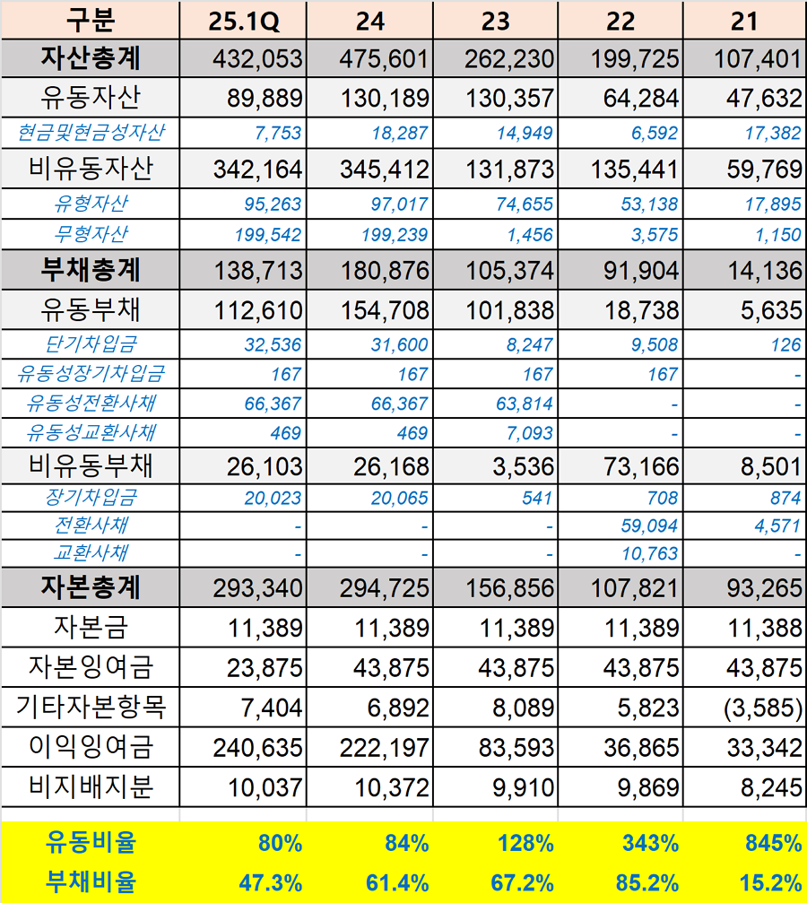 엘앤씨무료 바카라 게임의 연도별 재무상태표 현황 (출처 : 더무료 바카라 게임 재구성)
