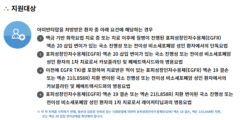 리브리반트(성분 아미반타맙)에 대한 한국혈액암협회 약제비 환급프로그램 에볼루션 바카라 사이트 범위 (출처 : 한국혈액암협회)