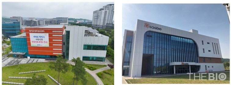 (사진 왼쪽부터) 에볼루션 바카라 사이트 에볼루션 바카라 사이트의약생산센터 전경과 G2GBIO 전경 (출처 : 에볼루션 바카라 사이트)