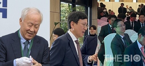 (좌부터) 이행명 명인바카라 사이트 회장, 윤성태 휴온스그룹 회장, 허은철 GC녹십자 대표 (사진= 유수인 기자)