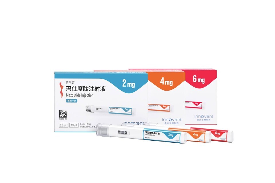 중국에서 승인받은 마즈두타이드 2mg·4mg·6mg 제품 모습(출처 : 이노벤트 바이오로직스)
