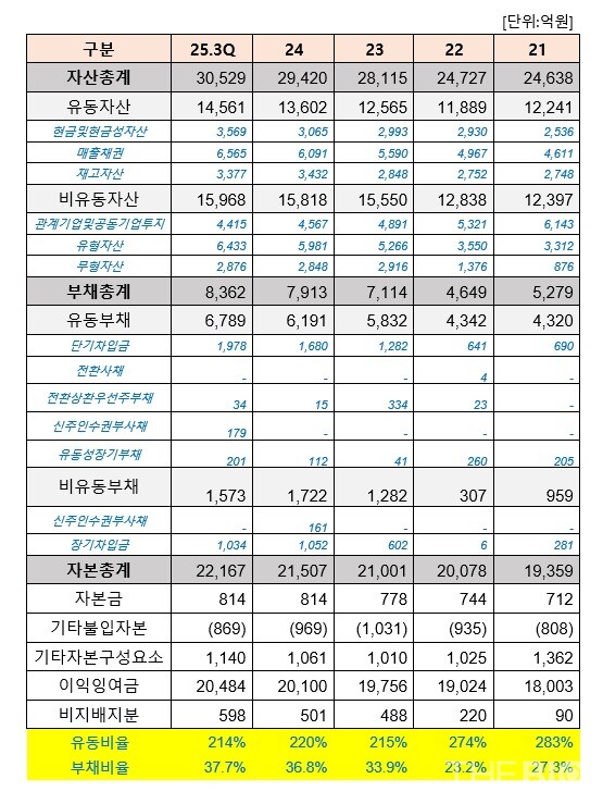 토토 바카라 사이트의 연도별 재무상태표 현황. 연결기준 (출처 : 금융감독원 전자공시, 더바이오 재구성)