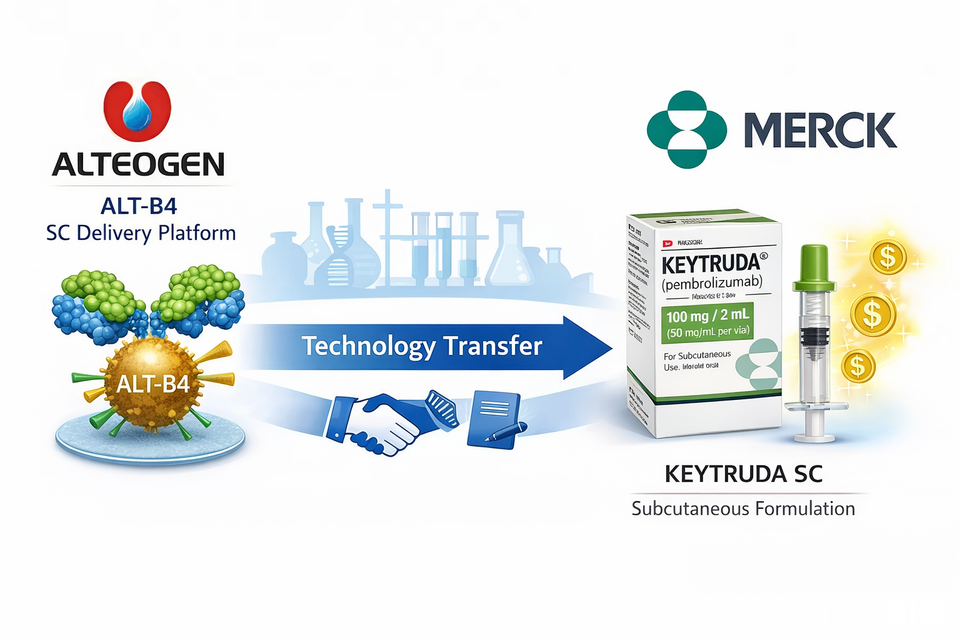 알테오젠이 MSD에 키트루다SC 개발을 위한 플랫폼 기술이전한 AI 생성 이미지.