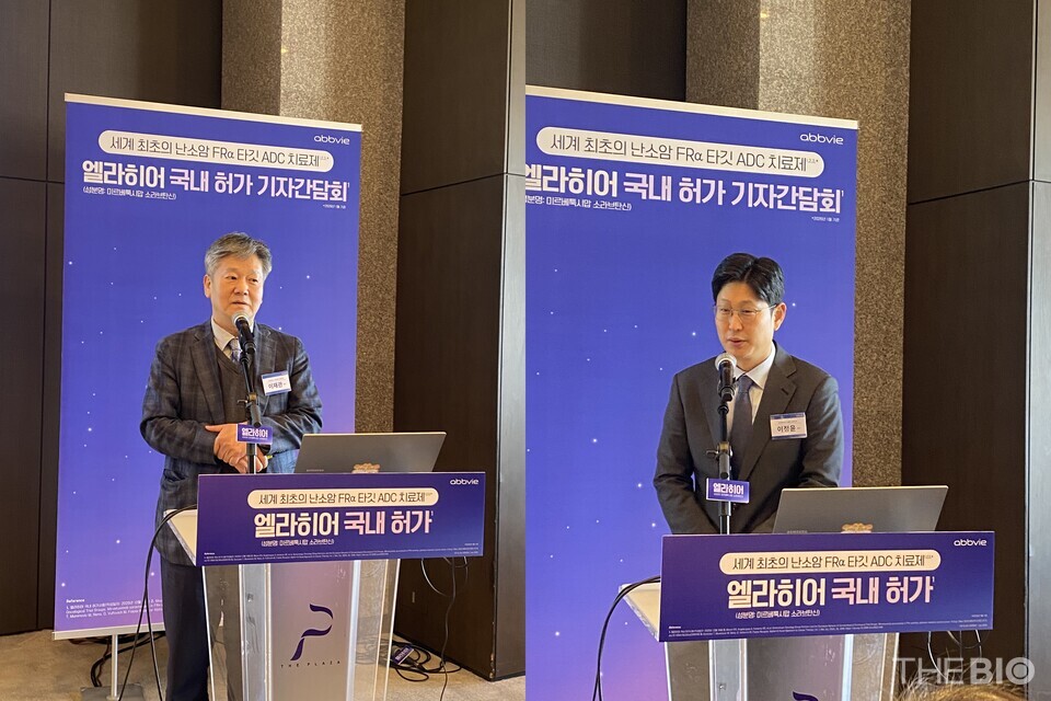 (좌부터) 이재관 고려대학교 구로병원 산부인과 교수, 이정윤 세브란스병원 산부인과 교수 (사진= 유수인 기자)